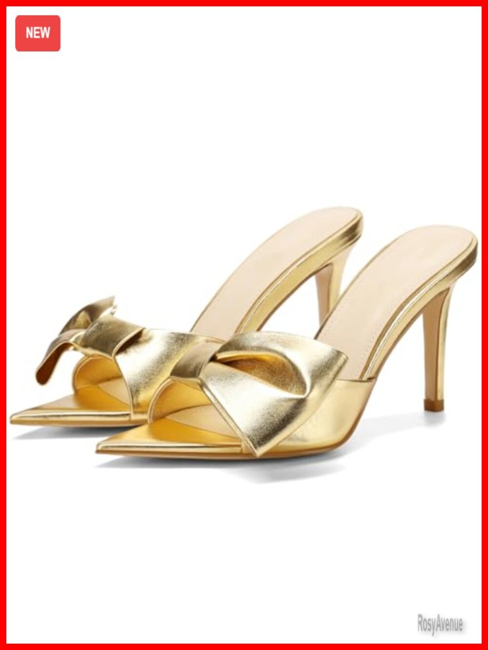 Open Toe Stiletto Heels with Bow, Slip On Mules for Party